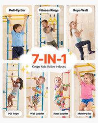 VEVOR indoor jungle gym for toddlers, multicolor 7-in-1 climbing set with rope ladder and gym rings - view 2