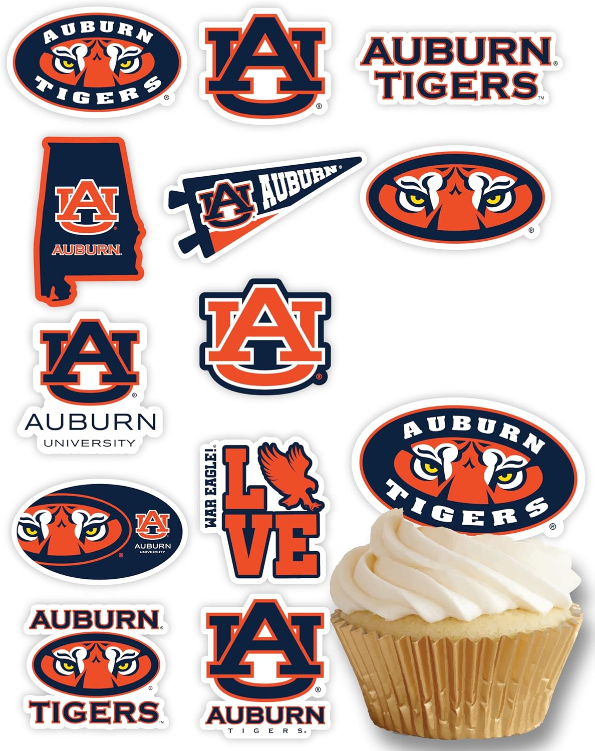 Ohio State Merch Cupcake Toppers & Decorations OSU Party Cake Decor - Auburn Tigers