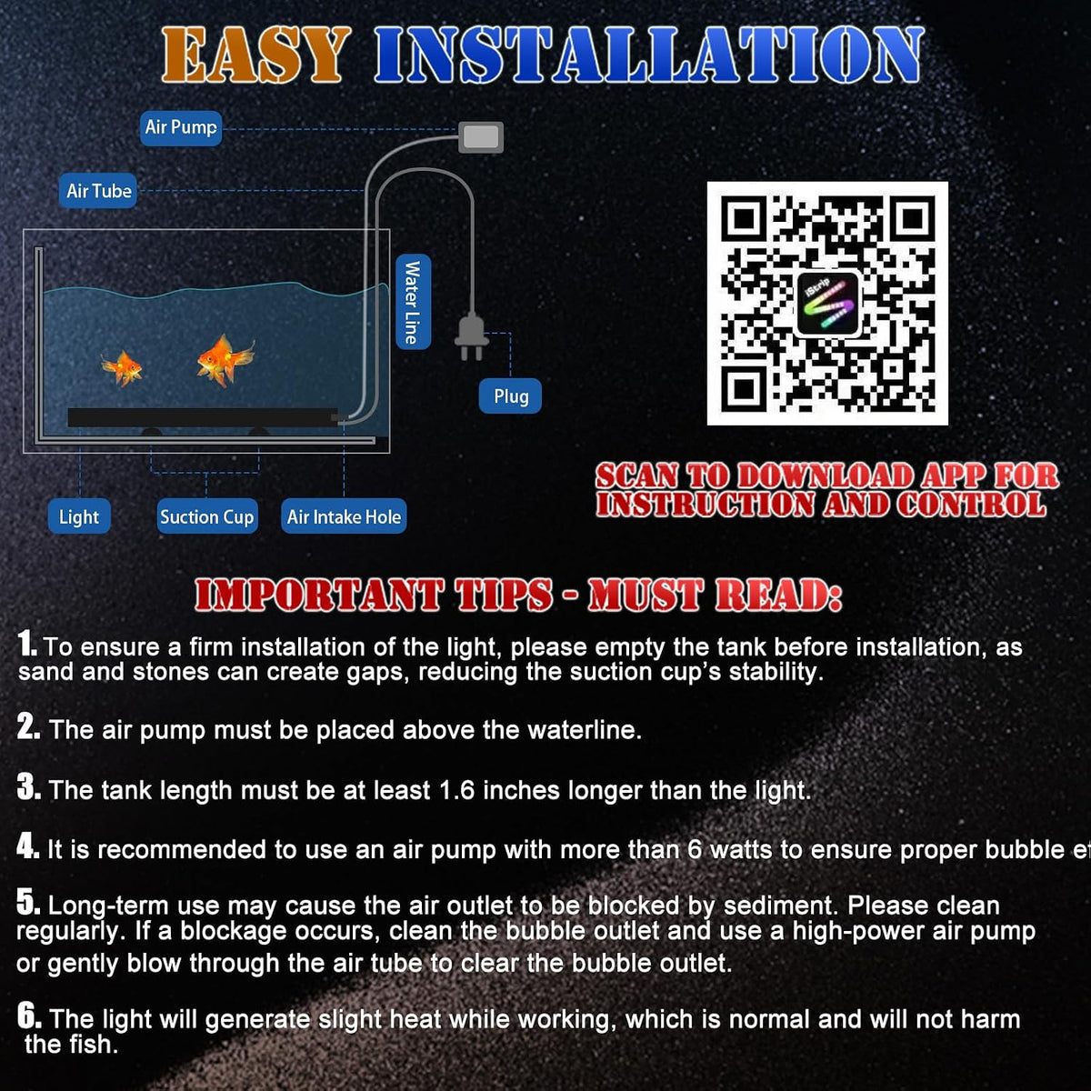Smart App-Controlled LED Aquarium Light with 16 Million Colors - 11.2 inches - image 3