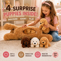 PixieCrush labradoodle stuffed animal pillow with 4 surprise plush puppies inside - view 10