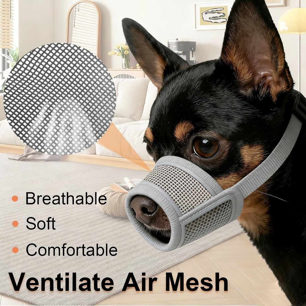 Dog Muzzle for Small Medium Large Dogs Soft Air Mesh Muzzles – Essentials for Dogs - Grey / XS (Snout 5¼"-6") - image 4