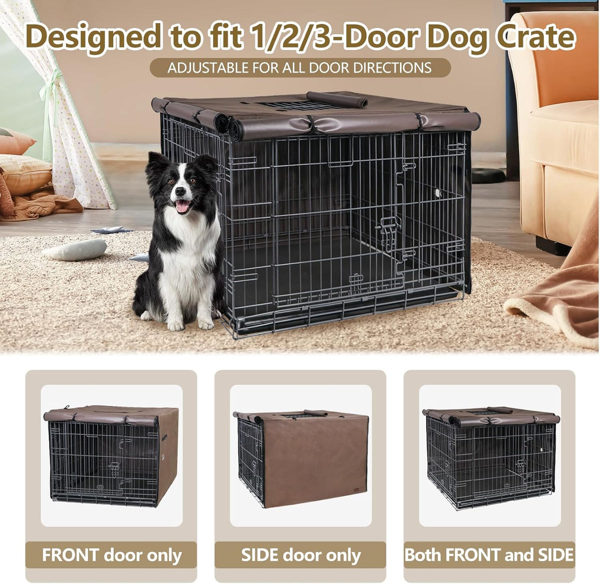 Dog Crate Cover Heavy Duty Oxford Fabric for 36-Inch Wire Crates – Essentials for Dogs - Brown / 42.0"L x 28.0"W x 30.0"H - image 4