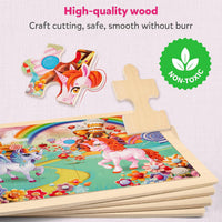 SYNARRY Large Unicorn Princess Fairy Wooden Puzzles for Kids Ages 4-6 – Fun for Kids & Family - Unicorn - image 4