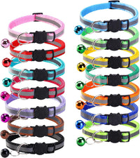 zulinlong 14 pack multi-colored breakaway cat collars with bell and reflective strip