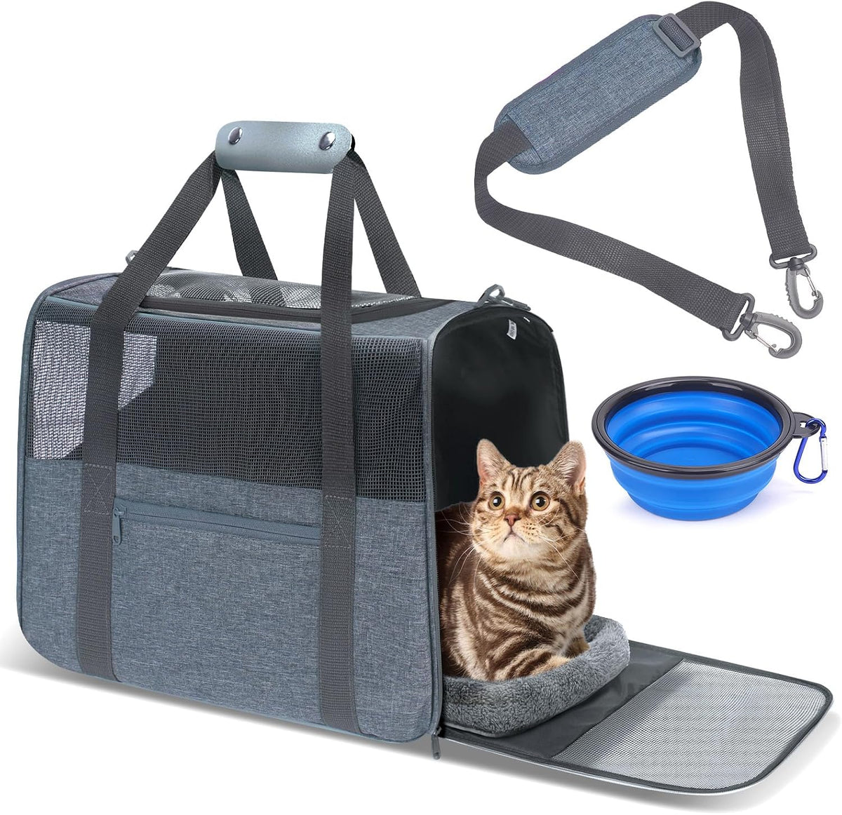 JUNGYOUN Premium Cat Carrier - Charcoal / 17.5"L x 12.4"W x 13.5"H