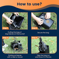 Pooper Scooper for Large Dogs Heavy Duty Swivel Bin & Rake with 20 Waste Bag for Large Medium Small Dogs, Easy to Clean Pet Waste Use on Grass, Dirt, Gravel or Flats