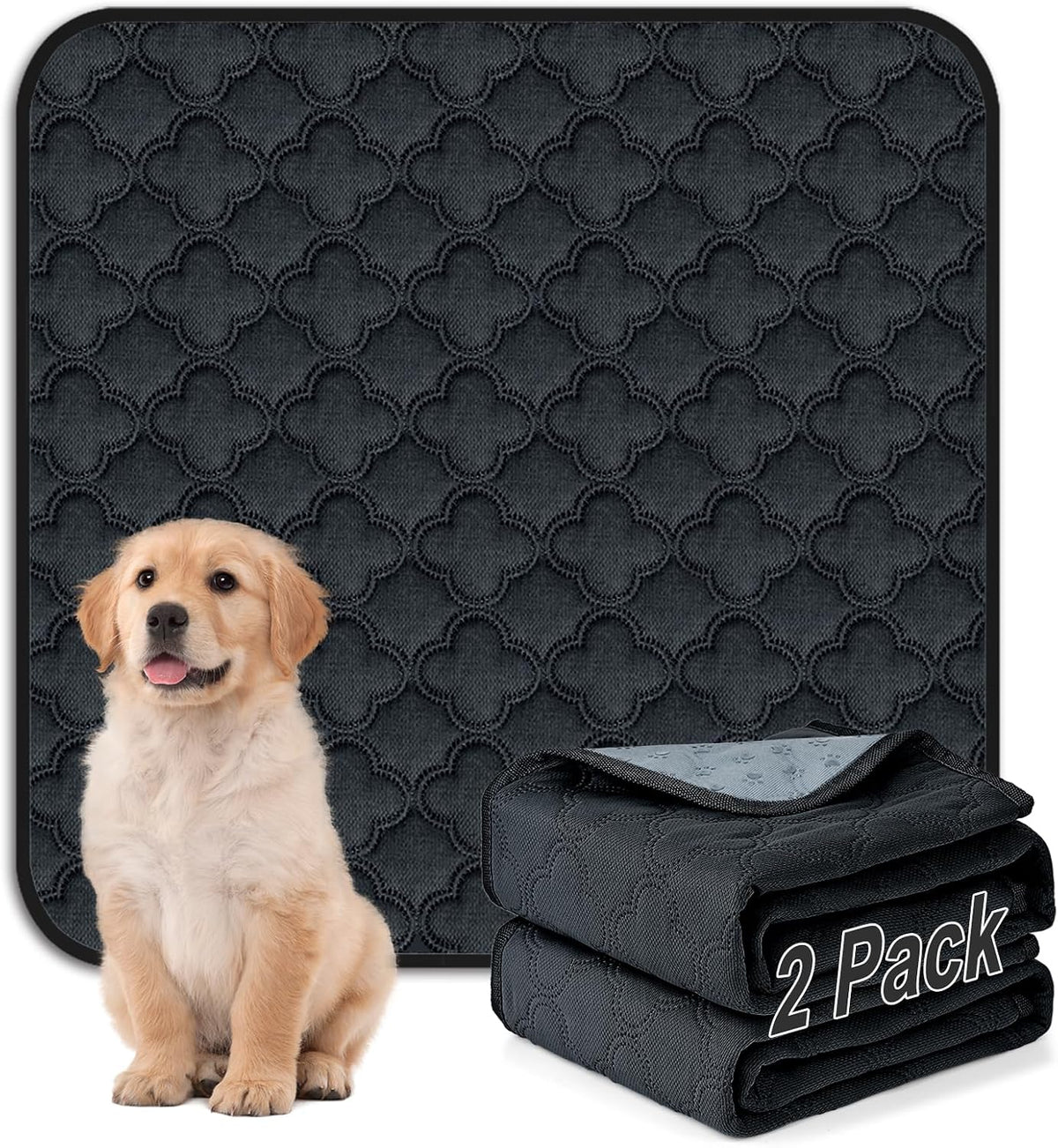 FunFurry Washable Pee Pads for Dogs - Dark Grey / 31" X 36" - 2 Pack