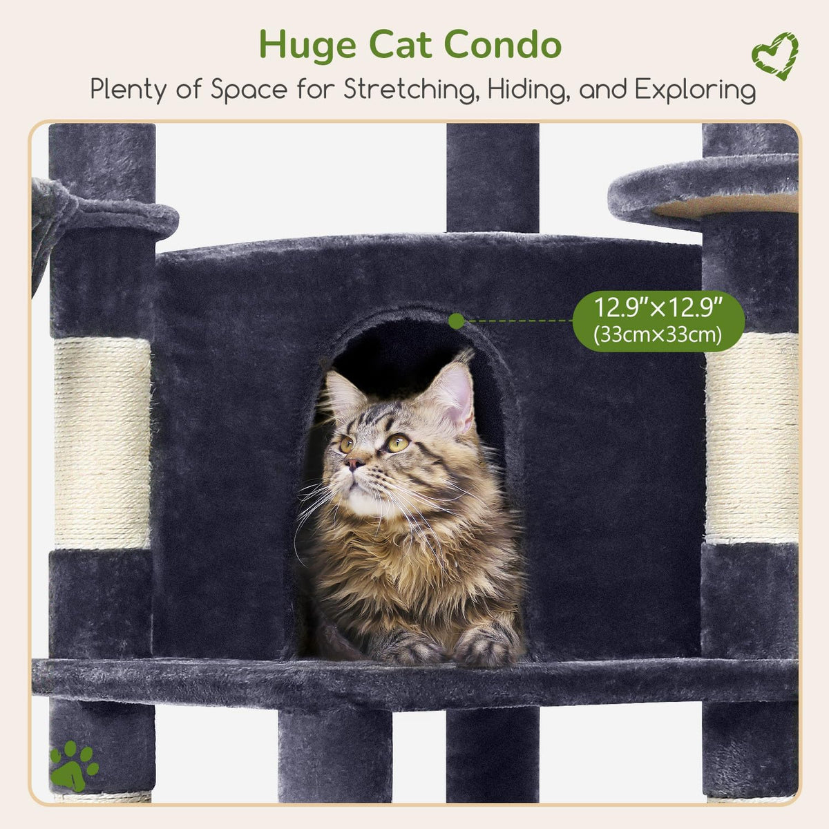 Globlazer Corner Stable Cat Tree Tower with Scratching Post, C51 - 51inch / Dark Gray - image 4