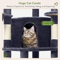 Globlazer Corner Cat Tree Tower for Indoor Cats, 51in Multi-Level Cat Condo Tower with Large Hammock, 7 Sisal Scratching Posts, Oversized Top Perch, Spacious Cat Cave, Hanging Basket, C51, Dark Grey