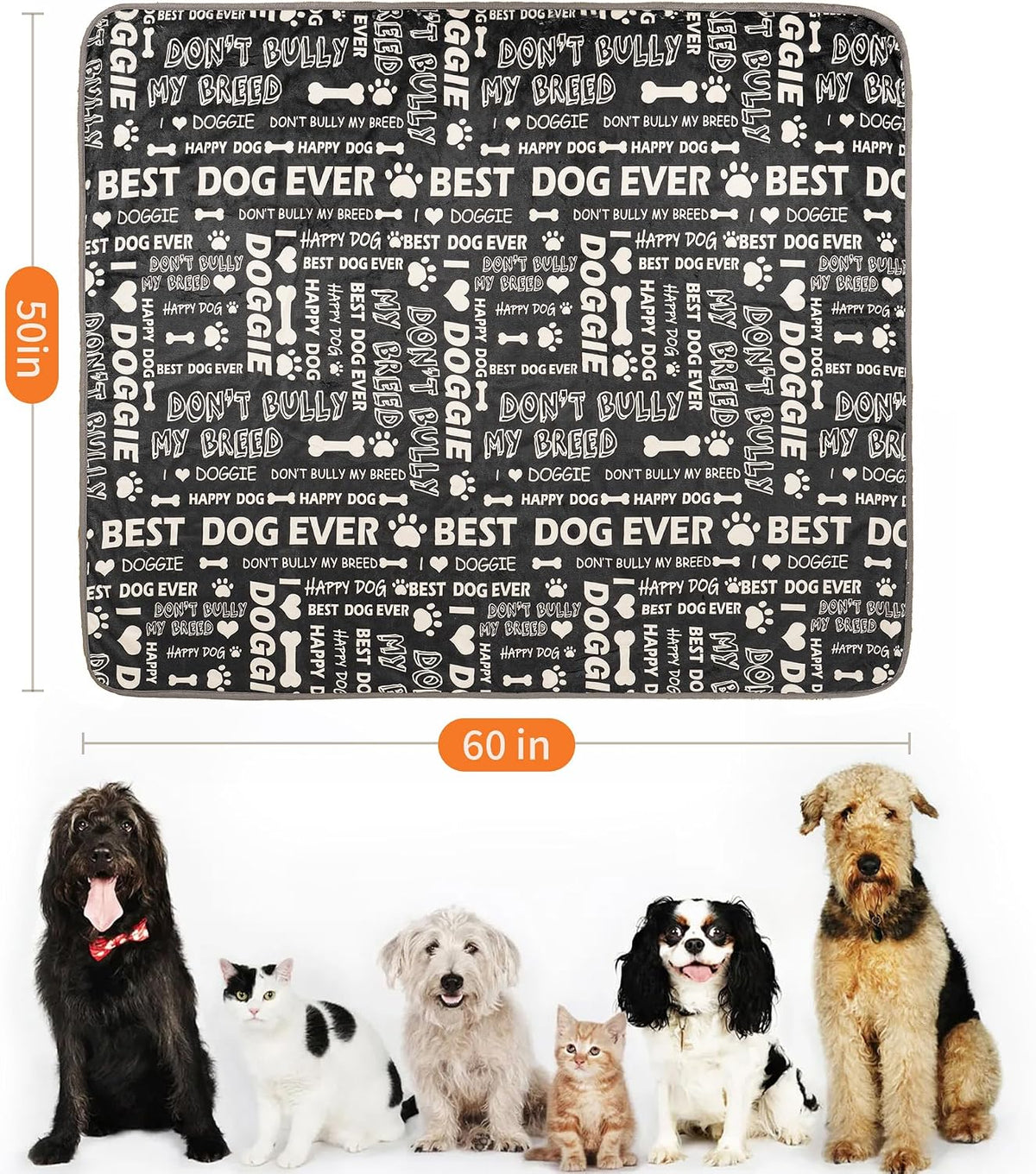 Waterproof Dog Blankets for Large Dogs 50"x60" Dark Grey – Essentials for Dogs - Letters / 50"x60" - image 2