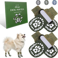 Anti Slip Dog Socks to Prevent Licking Paws with Grippers Black – Essentials for Dogs - Mixed Green / X-Small