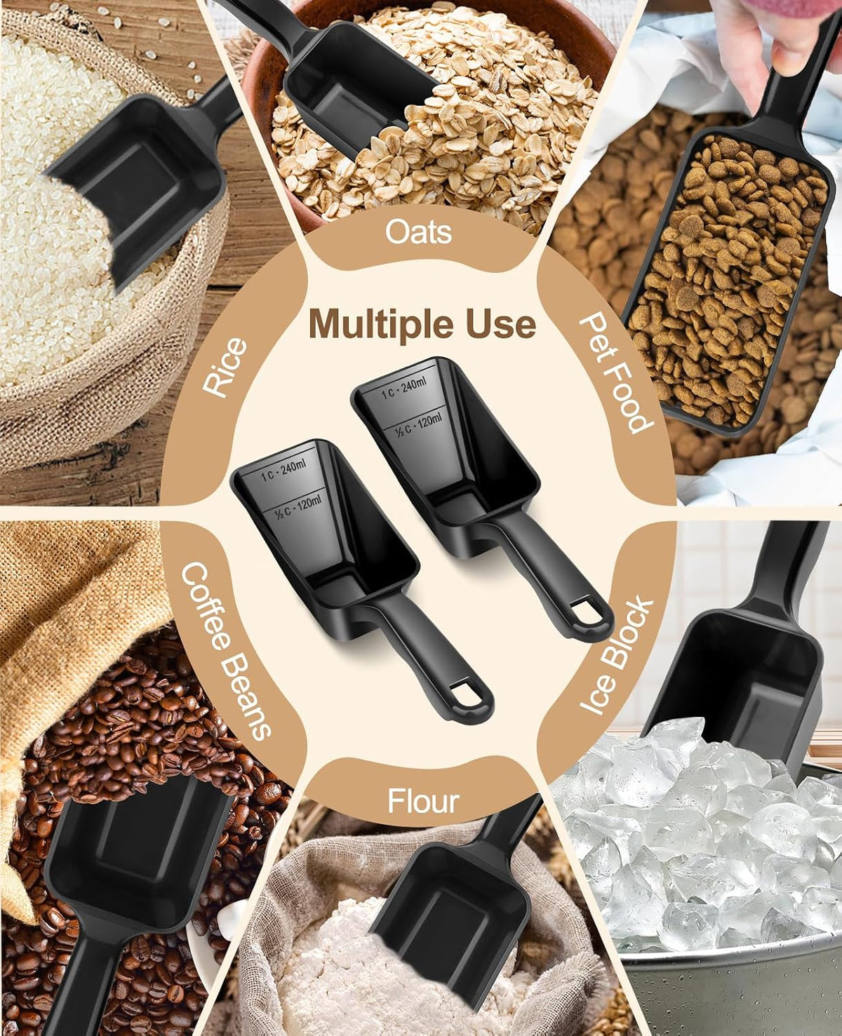 2-Pack Dog Food Scoop 1 Cup - Black - image 3