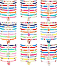 Ecation beaded friendship bracelets bulk set of 96 acrylic bead bracelets with glow letter beads - view 3