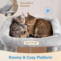 Hey-brother Cat Tree Tower with Large Platform, Spacious Condo - Light Gray / 35.4 Inches - image 3