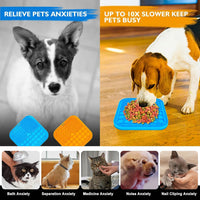 Lick Mat for Dogs - Slow Feeder Licking Mat with Suction Cups for Peanut Butter, Food Treats - Large / 2PCS Blue+Orange - image 4