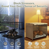 Dog Crate Cover, Kennel Covers Fit for 30 Inch Dogs Crate - Beige (with left window) / 24 Inch - image 4
