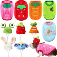 Clysee 10-piece guinea pig clothes set with flannel vests and knitted mini hats