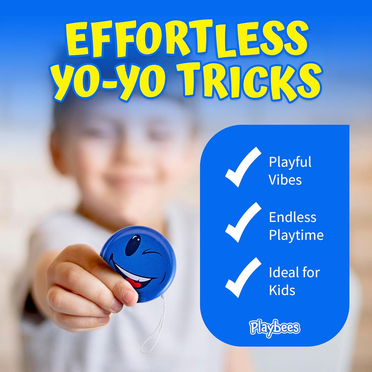 Playbees 12 pack of 2 inch metal yo-yos with smiley emoji faces - view 3