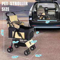 3 in 1 Pet Dog Stroller for Small Medium Dogs 10-50 lbs - Brown - image 2