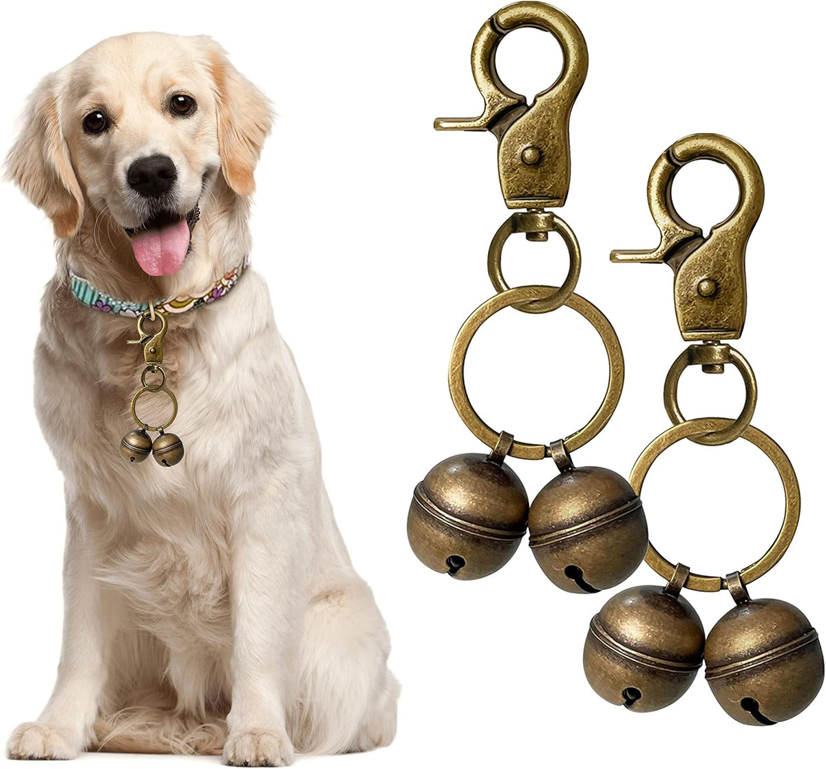 Cat & Dog Collar Bell, Pack of 2, Extra Loud Dog Bell for Pet Tracking & Saving Wildlife, Birds - Bronze