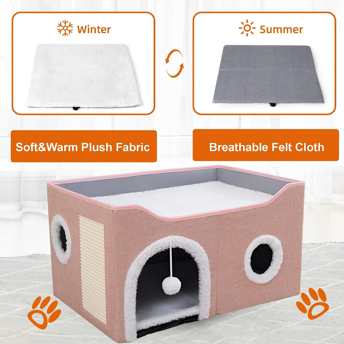 Loyareal Cat Houses for Indoor Cats - L / Pink - image 4