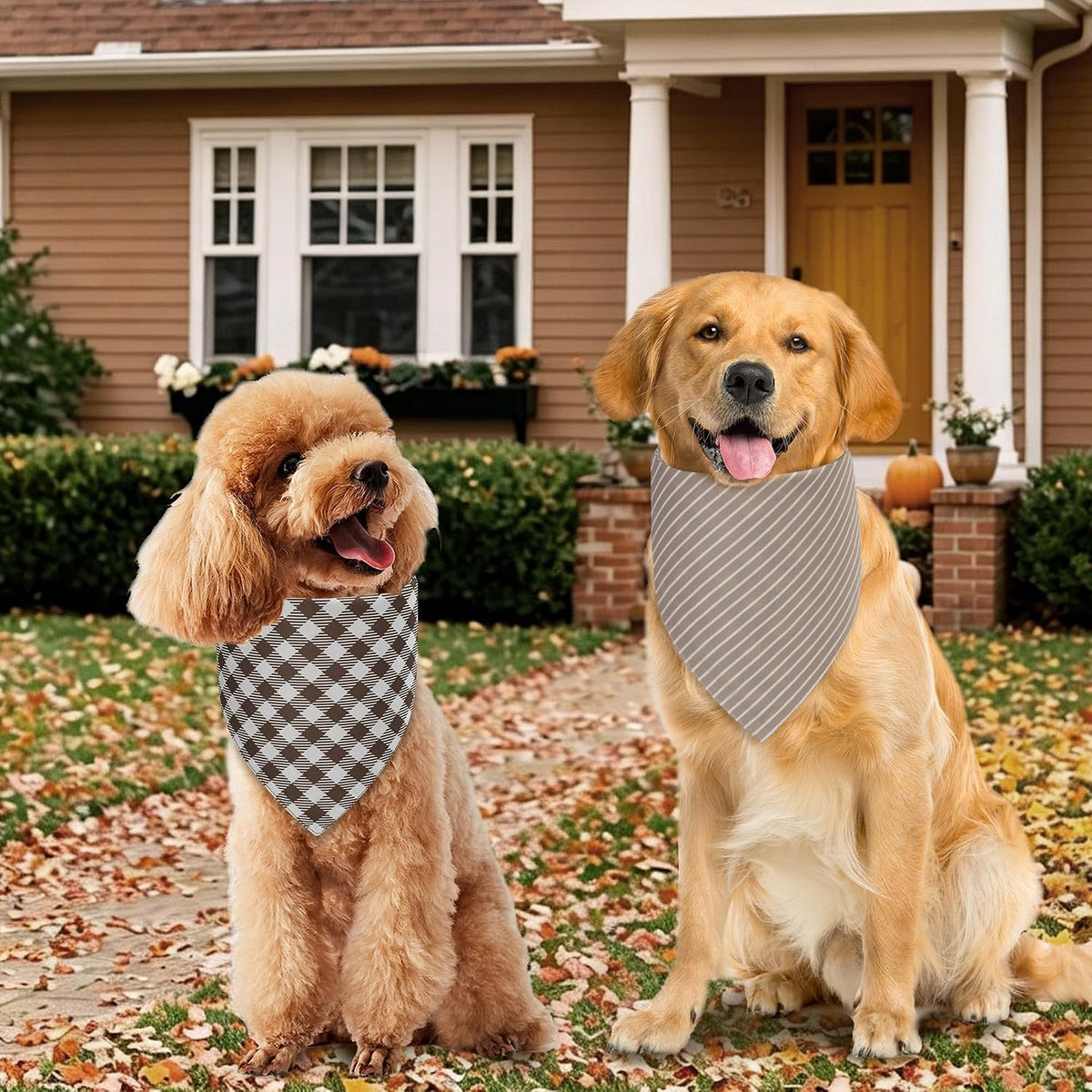 Fall Dog Bandanas Large 3PCS - 26-OBB plaid / X-Large - image 2