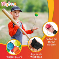 Playbees 12 neon wrist baseballs on elastic cords with Velcro wristbands - view 9