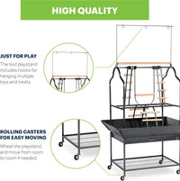 Prevue Pet Products Parrot Play Stand with Wheels, Black - Large - image 3