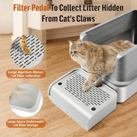 Cat Litter Box Step, Large Cat Litter Ramp with Filter Function - Light Grey Raised - image 3