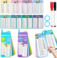 Anemeeoke 1-12 multiplication flash cards with dry erase markers and binder ring - view 2