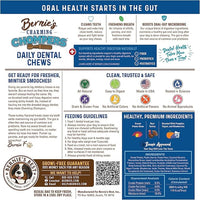 Bernie's Charming Chompers - Daily Dental Chews for Dogs 5-15 Lbs. - 65 Count - Cleans Teeth, Freshens Breath, + Boosts Oral-Gut Microbiome. Easy to Digest, Supports Healthy Digestion Naturally