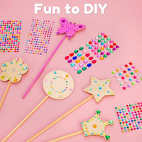 Pllieay princess fairy wands craft kit with 18 unfinished wooden wands and diamond stickers - view 11