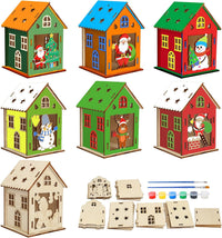 Fennoral 7 pack wooden 3D pumpkin house craft kit for kids Halloween decorating - view 4