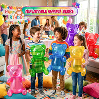 4E's Novelty inflatable gummy bears, six 24 inch floats in red, green, blue, yellow, purple and pink - view 2