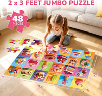 BenBen mermaid floor puzzle for kids, 52 large cardboard pieces with carrying box - view 4