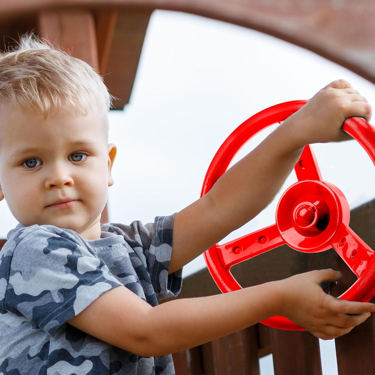 Haconba 10 inch blue plastic playground steering wheel with mounting hardware - view 21