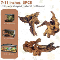 PINVNBY Natural Driftwood for Aquarium Decor Fish Tank Decorations - L: Mopani Driftwood (7-13 inches/3 Pack） - image 2