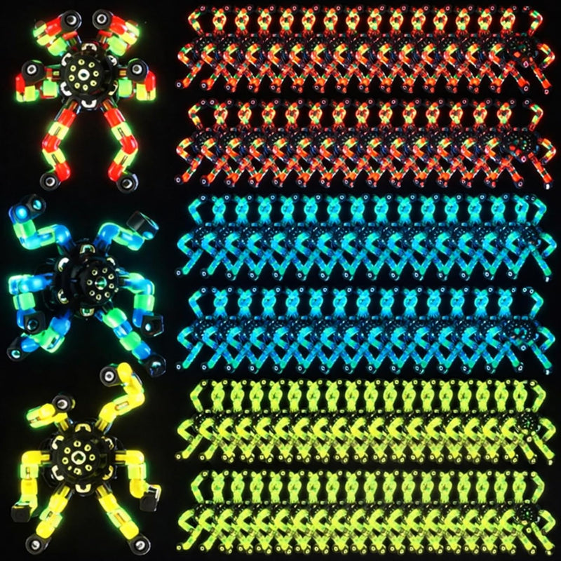 Junkin transformable fidget spinners in white, orange, green and blue