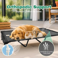 Sytopia 47'' Outdoor Elevated Dog Bed for Extra Large Dogs, Chew-Proof Pet Camping Raised Cot with Breathable Mesh - Durable Frame, Cooling Hammock Style, Anti-Slip Base, Water-Resistant, Easy Clean