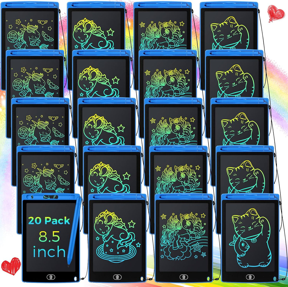 Zhehao 20 Pack 8.5 Inch LCD Writing Tablet Drawing Board - Blue / classic