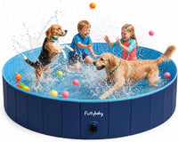 Furrybaby Foldable Dog Pool Non-Slip Hard Bath Tub Indoor Outdoor - 64*12inch / Navy