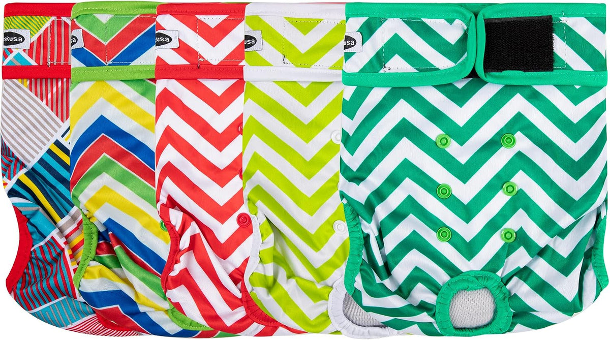 Tuiskusa Reusable Washable Dog Diapers Female - Stripes 5-Pack / X-Large