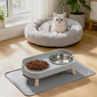 Elevated Cat Bowls Set - Raised Cat Food and Water Bowl Set with Non Slip Stand - Pet Feeding - Grey - image 4