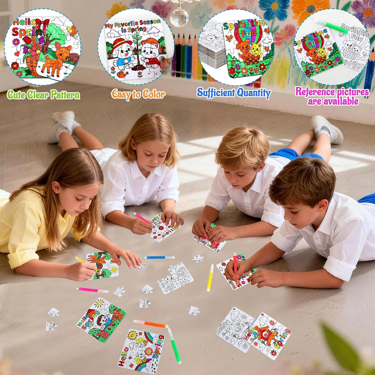 MUOUAKATE Christian Halloween crafts for kids, 24 blank coloring puzzle sets - view 19