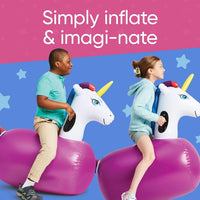 Hearthsong Hop N Go Inflatable Unicorn Riding Bouncy Hopping Toys - Unicorn V2 / 2 Pack - image 2