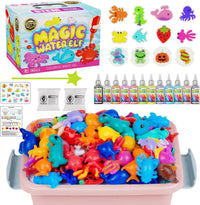 Magic Water Toy Elf Kit,DIY Squishy Water Pets with 12 Gels & 12 Molds – Fun for Kids & Family - Pink