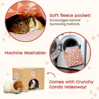 GuineaDad Premium Liner – Fleece Guinea Pig Cage Liner – 5 Pack - Ultra-Plush Reusable Fleece Bedding with Waterproof Bottom – Extra Absorbent Liner for C&C 1x1 Cage (Blush)