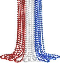ZZYFGH 12 PCS Bead Necklace, 33'' Mardi Gras Beaded Necklaces – Fun for Kids & Family - Red Silver Blue