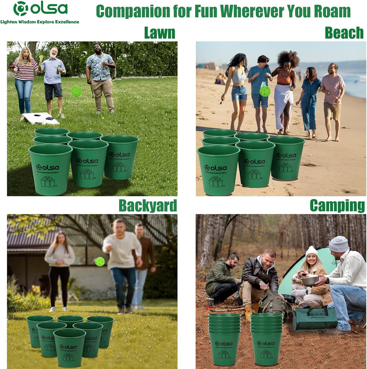 Olsa giant yard pong outdoor game with 12 plastic buckets, 4 balls and carry bag - view 11