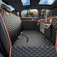Back Seat Extender for Dogs - Black with Orange / For Cars/Mid-Size SUV/Small Truck